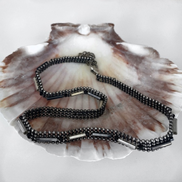 Jewelry - Black and White Beaded Choker Necklace!